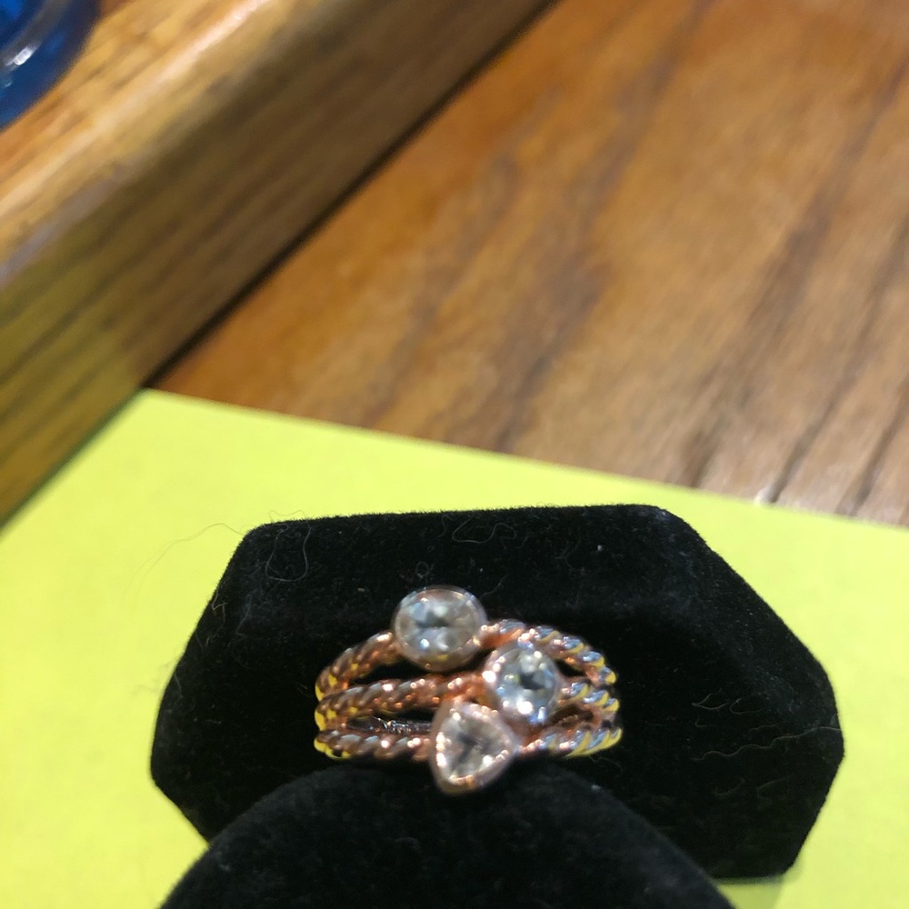 Rose Gold 3 Stone jeweled ring